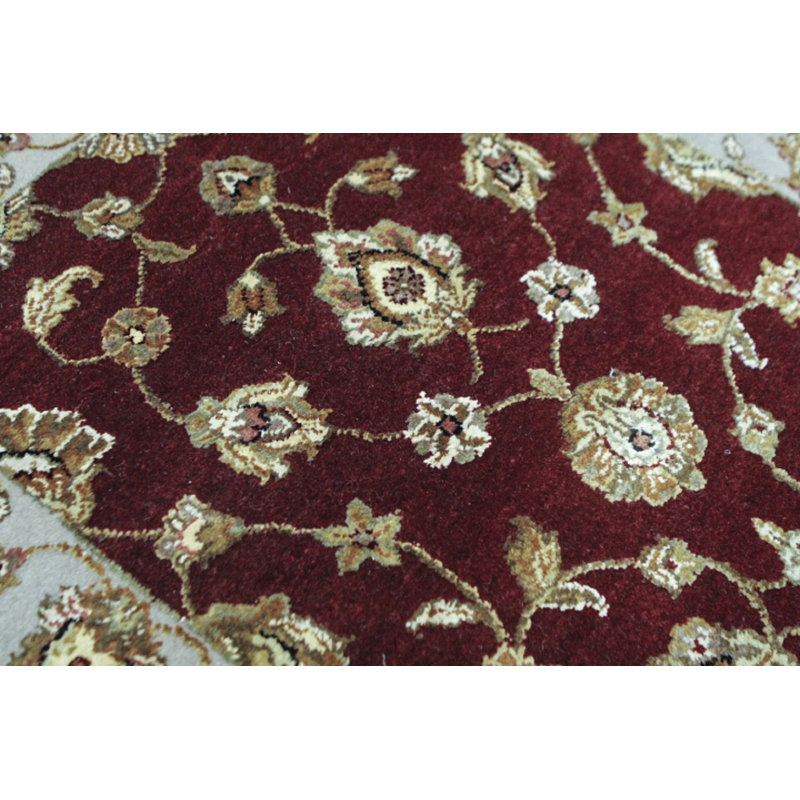Hand-Knotted High-Quality Red and Cream Runner