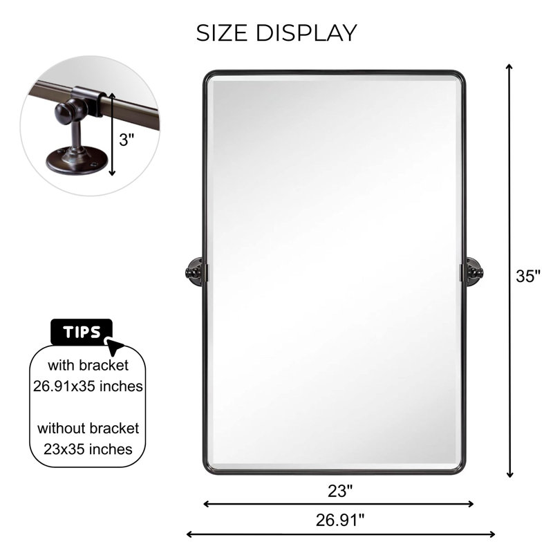 Miroir mural de salle de bain Woodvale, Bronze huilé, 35 po x 23 po