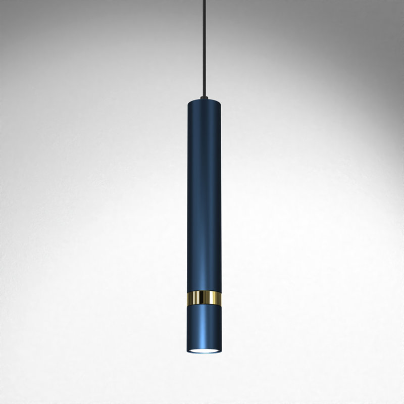 Bergerson 1 - Light Cylinder;Novelty;Single Pendant, Navy Blue/Gold