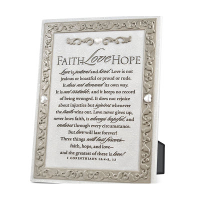 Tabletop Plaque Faith Love Hope 6X8