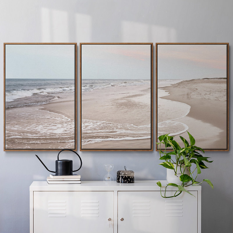 Corolla Soft Shore, reproduction sur toile 3 pièces, H 40 po x l 78 po x P 2 po, Blanc