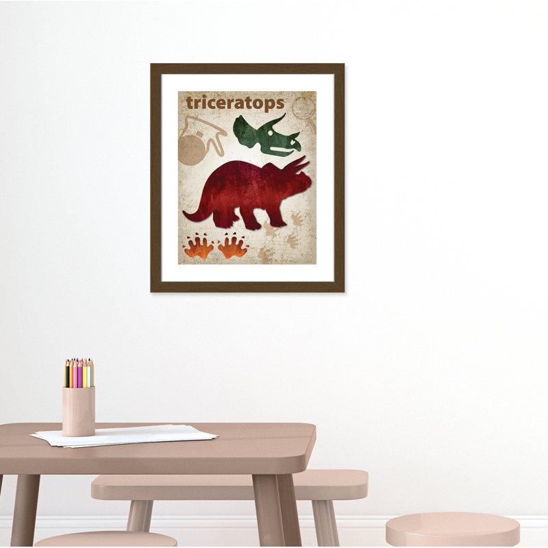Adhésif décoratif dinosaures-04 ', H 26,5 po x l 22,5 po x P 0,625 po, Cadre plat noyer