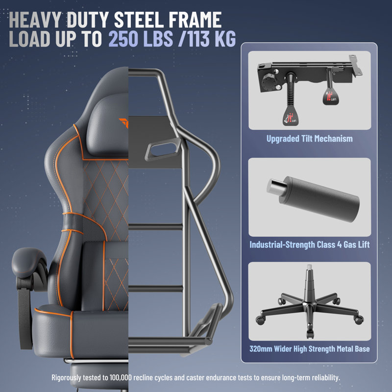 Soontrans Fabric Gaming Chair with Footrest High Back Ergonomic Gamer Chair with Headrest and Massage Lumbar Cushion Racing Reclining Computer Video Game Chair for Adults