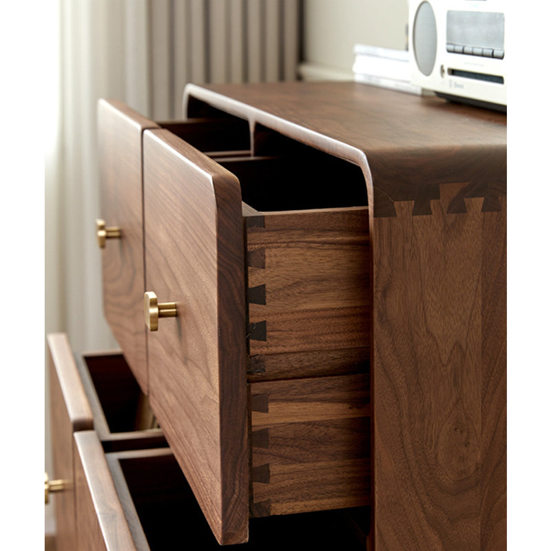 Commode d'appoint simple et ronde de couleur noyer