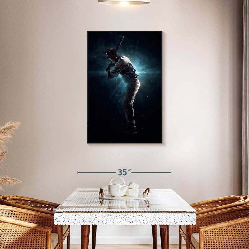 Pro Baseball Player, 25" X 37", Floating Frame Black