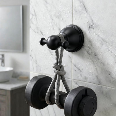 Matte Black Wall Hooks, Heavy-Duty Metal Towel & Bathrobe Hook, Wall-Mounted Bathroom Hook for Bedroom, Bathroom & Home Organization