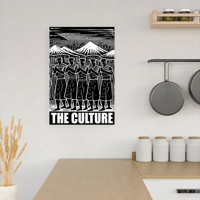 Cultural Dance Ceremony Bold Traditional Abstract Landscape Mountain Wall Art Print 1 Piece Wrapped Canvas Wall Art