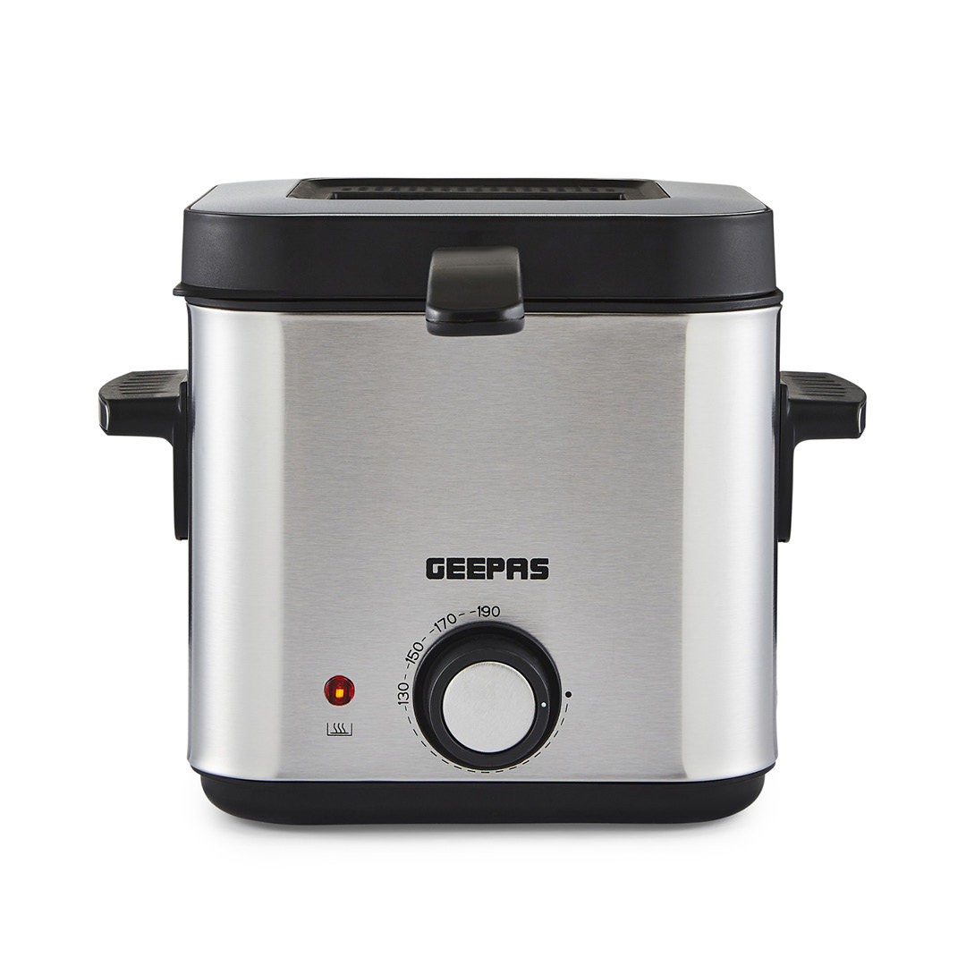 GEEPAS Deep Fat Fryer – Adjustable Thermostat, Viewing Window, Cool-Touch Handle, Non-Stick Inner Pot, Indicator Light and Compact to Family-Size Opti