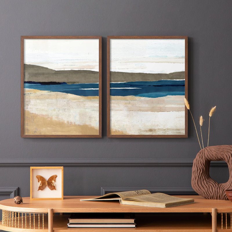 Reproduction encadrée Buttermere Triptych I-Premium - prête à être accrochée - aucun clou requis - aucun clou requis, Noyer