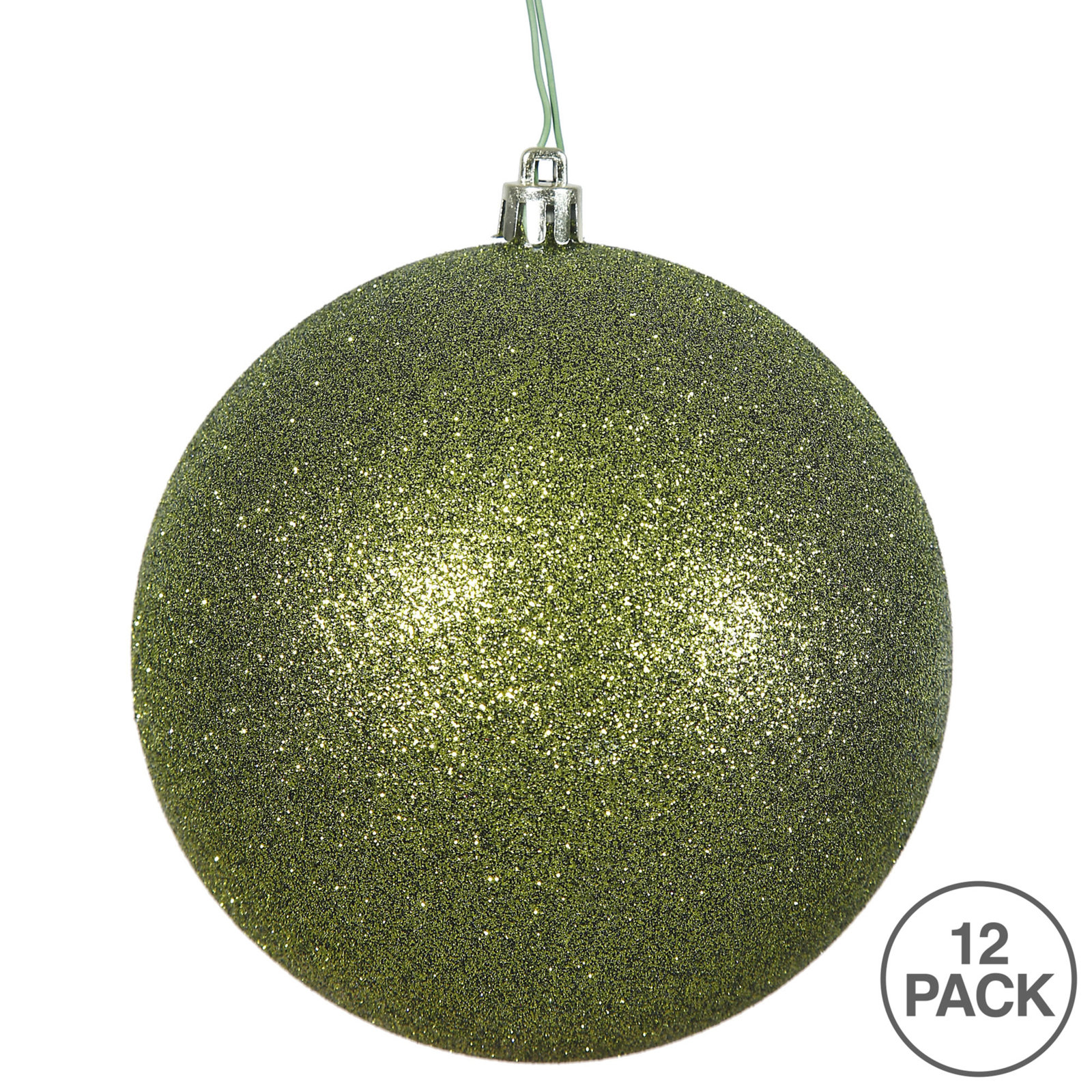 Holiday Décor Ball Ornament, 2.75" H x 2.75" W x 2.75" D, Olive Glitter