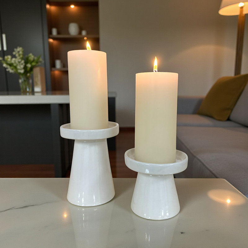 Cameron Candleholder Set, White