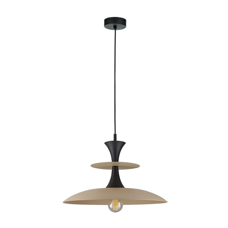 1 - Light Matte Black Dome Pendant, Latte/Black