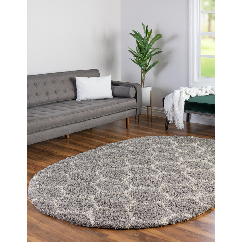 Shag Geometric Indoor Rug, Oval 7'10" x 10'