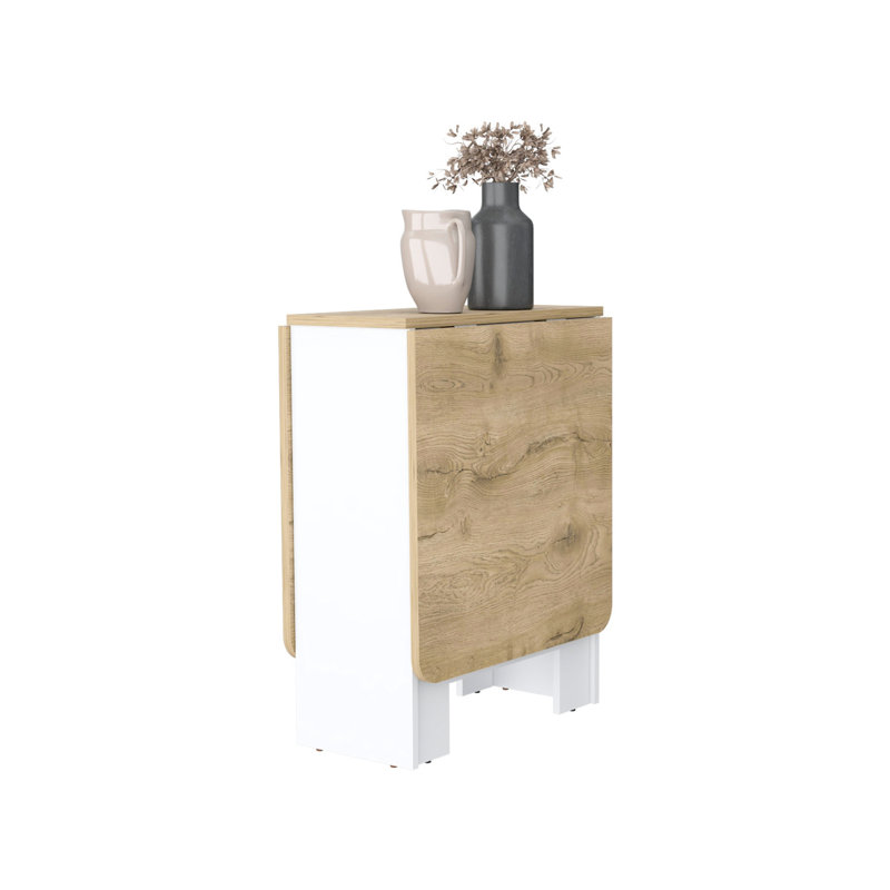 Table de salle à manger pliante blanche - 3 styles convertibles, peu encombrante pour de petits espaces de vie, capacité de charge de 22 lb, système de pieds stables et formes interchangeables, option efficace, supportée, fabrication
