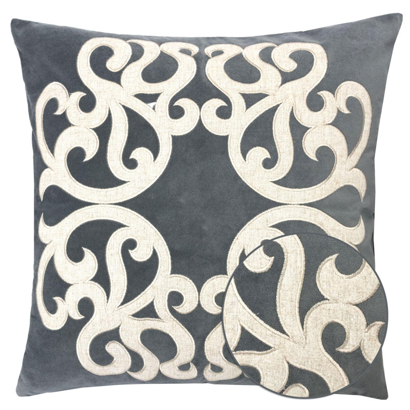 Housse de coussin Vintage Vine 20 po x 20 po, velours de polyester, fermeture à glissière dissimulée, mezzanine de soutien de 6 à 8 po