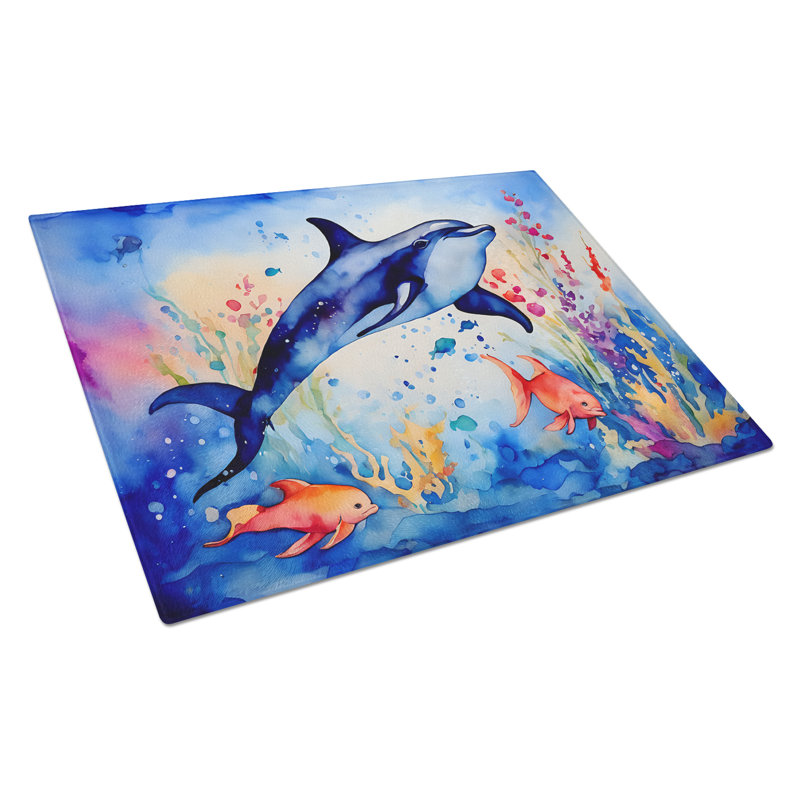 Dolphin Glass Cutting Board Large