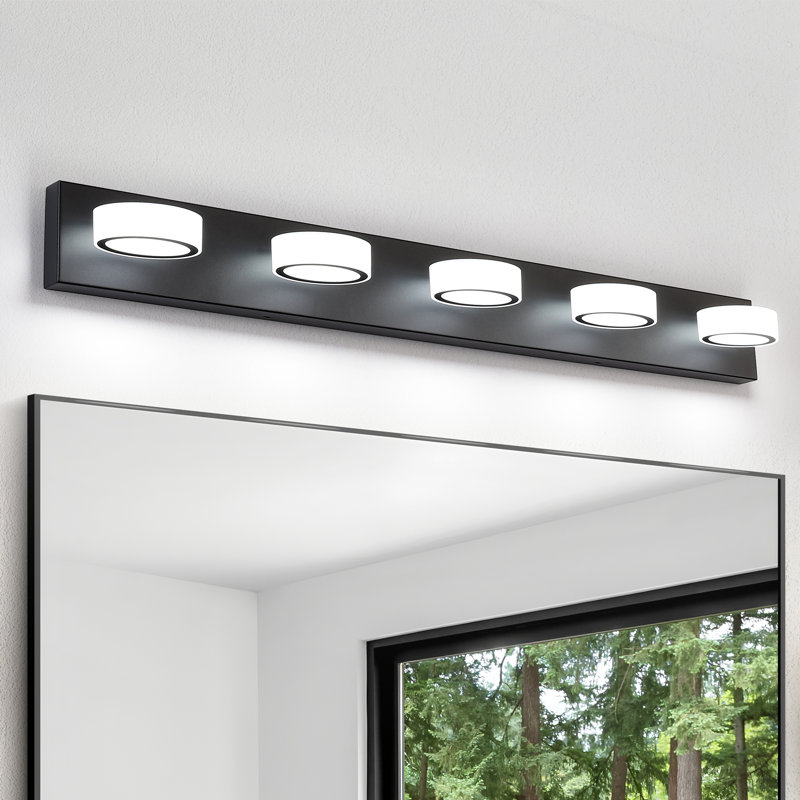 Éclairage pour meuble-lavabo à DEL Macfadden, haute transmittance et intensité variable avec rotation à 270 °, 5, Noir mat