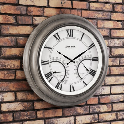Horloge Exterieur 24-in Large Outdoor Wall Clock Thermometer Combo