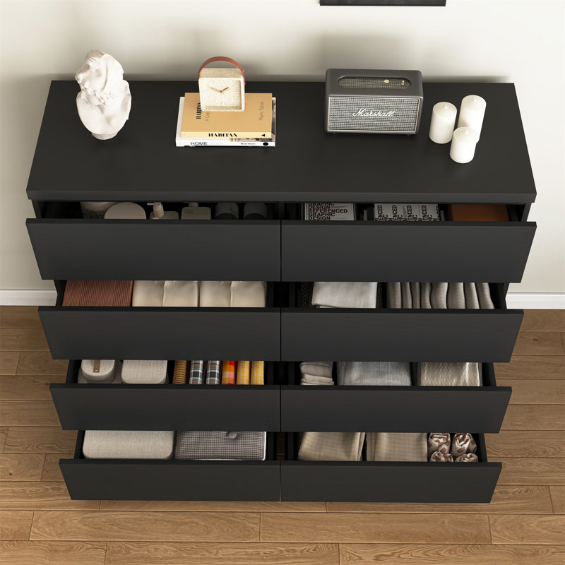 Commode 8 tiroirs pour chambre à coucher, Black