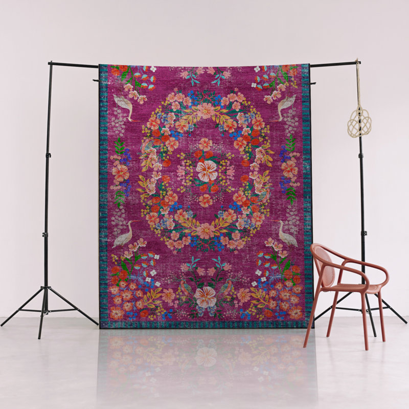 Tapis à motif floral multicolore à motif floral multicolore foncé, Rectangle 2 pi 8 po x 5 pi