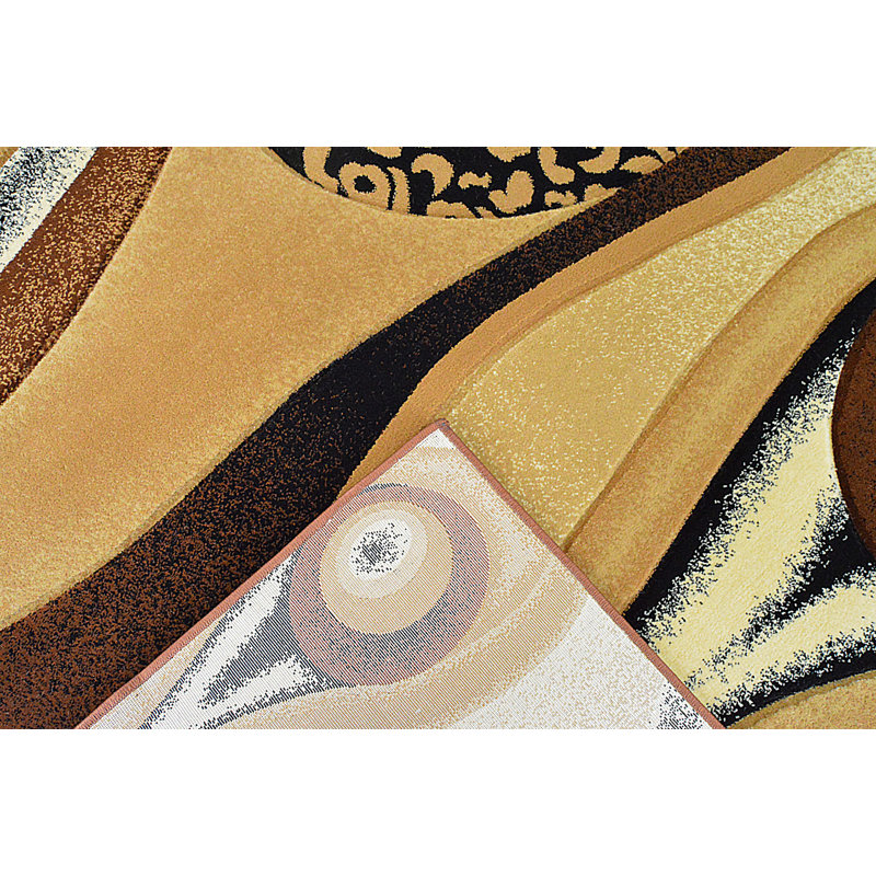 Mccampbell Abstract Area Rug, Rectangle 6'6" x 9'2", Chocolate/Brown/Beige