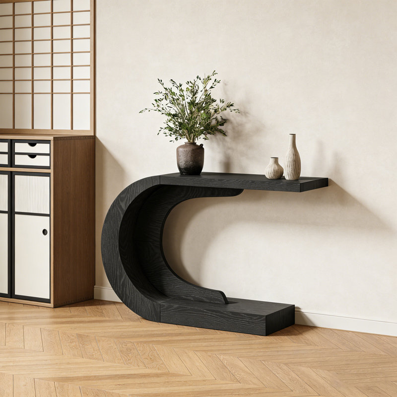 Console Modern Minimalist Art Design, Noir, H 31,5 po x l 55,12 po x P 13,78 po