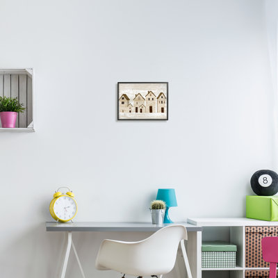 «Rustic Neighbours maisons», impression encadrée sur bois