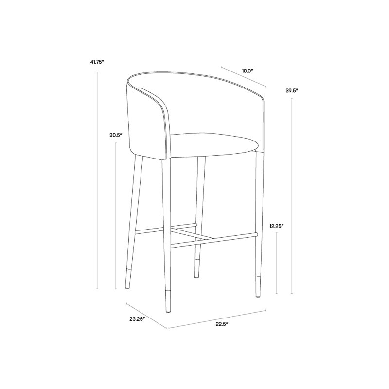Asher Barstool - Sparrow Grey / Napa Black, Bar Stool (30" Seat Height), Black