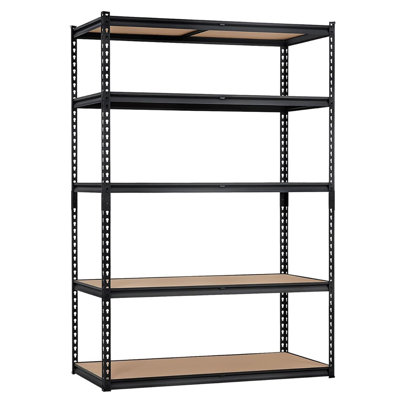 Heavy Duty Metal Storage Shelving Unit with Adjustable MDF Shelves, 5 Tier Garage, Warehouse, Basement, or Kitchen Organizer Rack