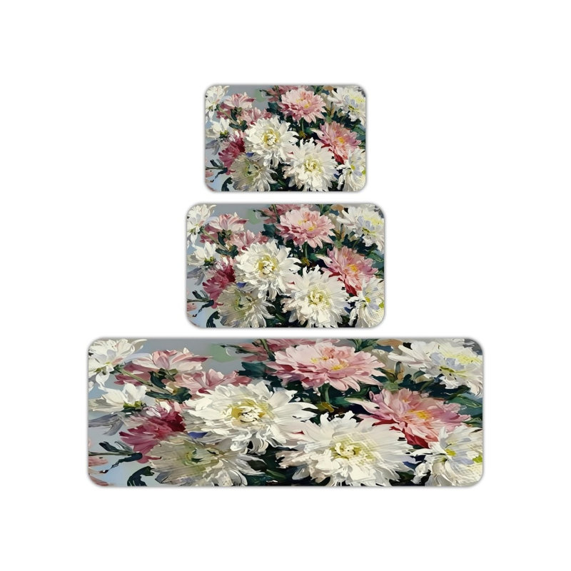 Ensemble de 3 tapis de cuisine et de salle à manger Floral