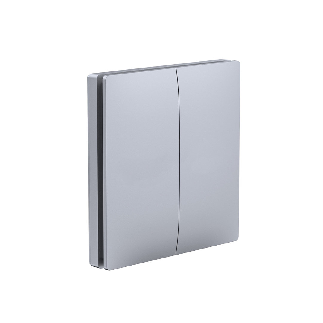 Ener - J Wireless Kinetic 2 Gang Self Powered Light Switch Silver IP56 Waterproof 433MHz