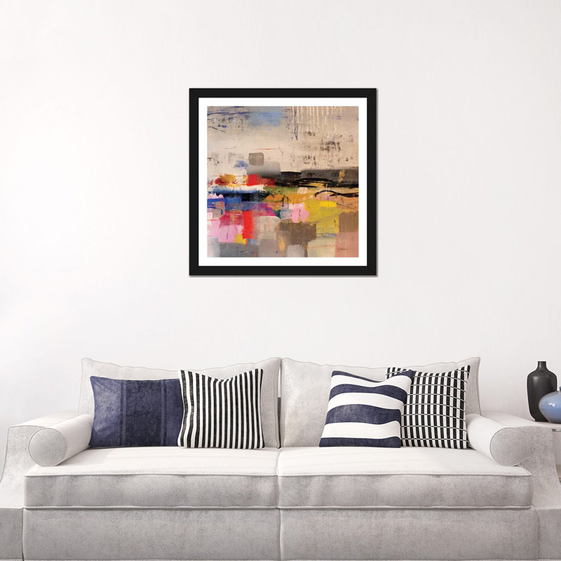 " Float " by Julian Spencer, White, 24" H x 24" W x 1" D, Black Framed Paper