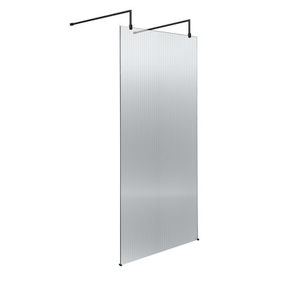 Fluted 1948mm H Frameless Wet Room Screen with Glass