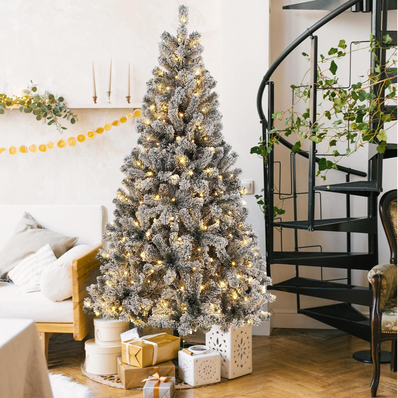 Grand arbre de Noël illuminé 6 pi avec base en métal pliable