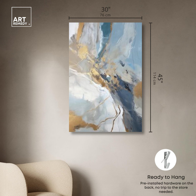 Art mural abstrait abstrait nautique sur toile par Art Remedy, Toile tendue, H 45 po x l 30 po