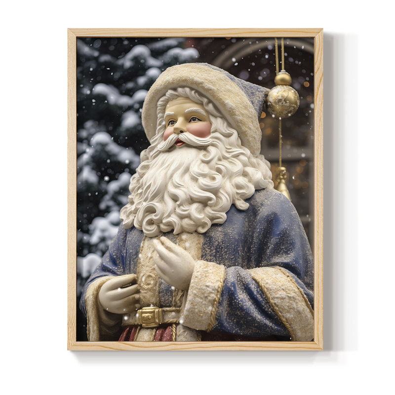 «Christmas Holiday Art DII», reproduction encadrée - bois massif, Naturel, H 11 po x l 9 po
