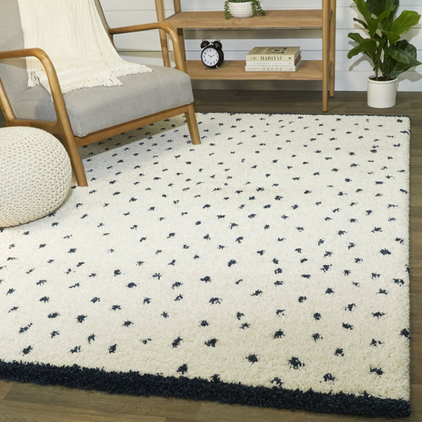 Hashtag Home Latitude Performance White/Navy Rug & Reviews | Wayfair
