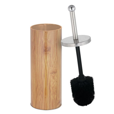 Brosse de cuvette de toilette rustique profonde et robuste avec support - Brosse à cuvette en métal - Gommage durable - Nettoyants de toilette - Produits ménagers essentiels - Nettoyant pour salle de bain - Aspect bois, naturel