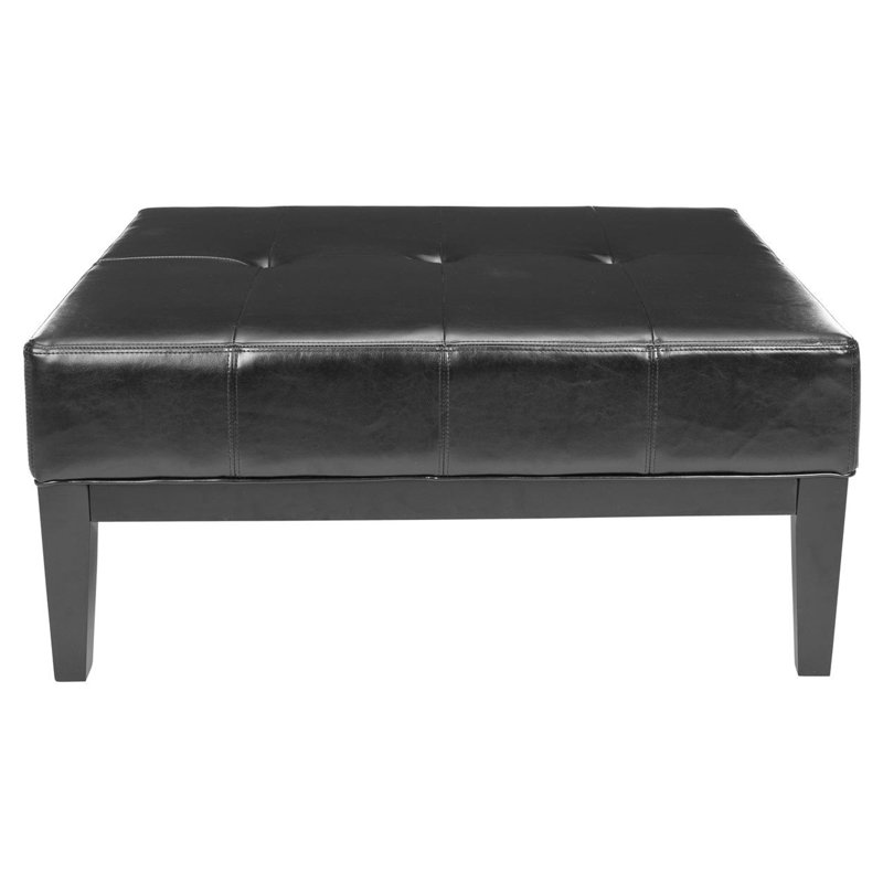 Aleshea Faux Leather Ottoman, Black