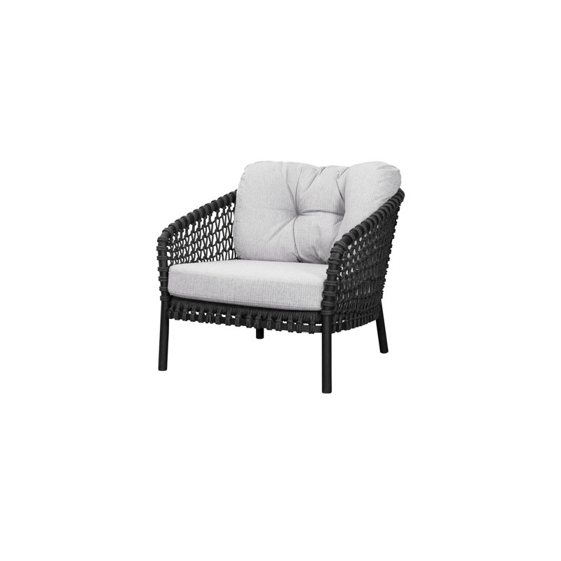 Ocean Large Lounge Chair with Cane-line Rope, White Gray
