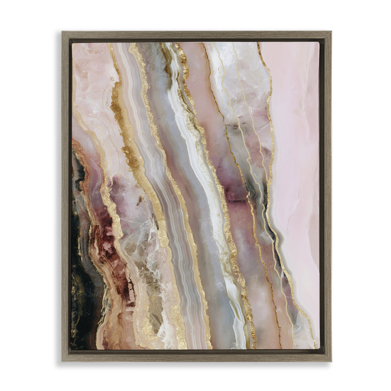 Cadre flottant pastel Misty Gem Geode, design par Svetlana Aleynikova, H 31 po x l 25 po, Cadre flottant orme Montalcino