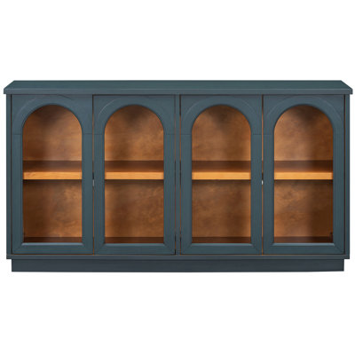 4-door Buffet Cabinet - Navy. Ample Storage For Kitchen & Living. Adjustable Shelves, Construction. Wire Hole Large In With Shelves. Elegant Kitchen. Construction,