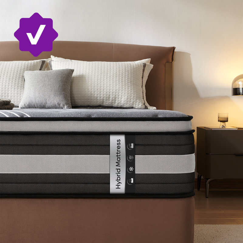 QUEEN 12 Inch Shadow Hybrid Mattress, Medium-Plush Euro Top, Gel Memory Foam for Pressure Relief & Motion Isolation, CertiPUR-US Certified