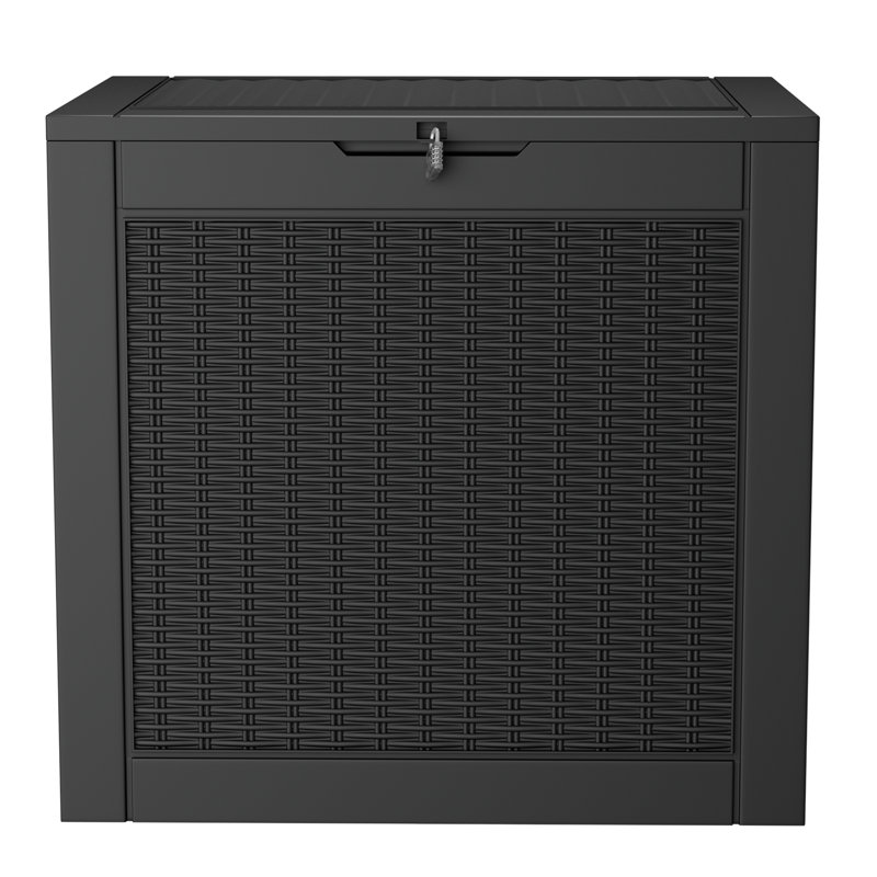 Devoko 22'' W 32 Gallons Water Resistant Resin Lockable Deck Box in Black