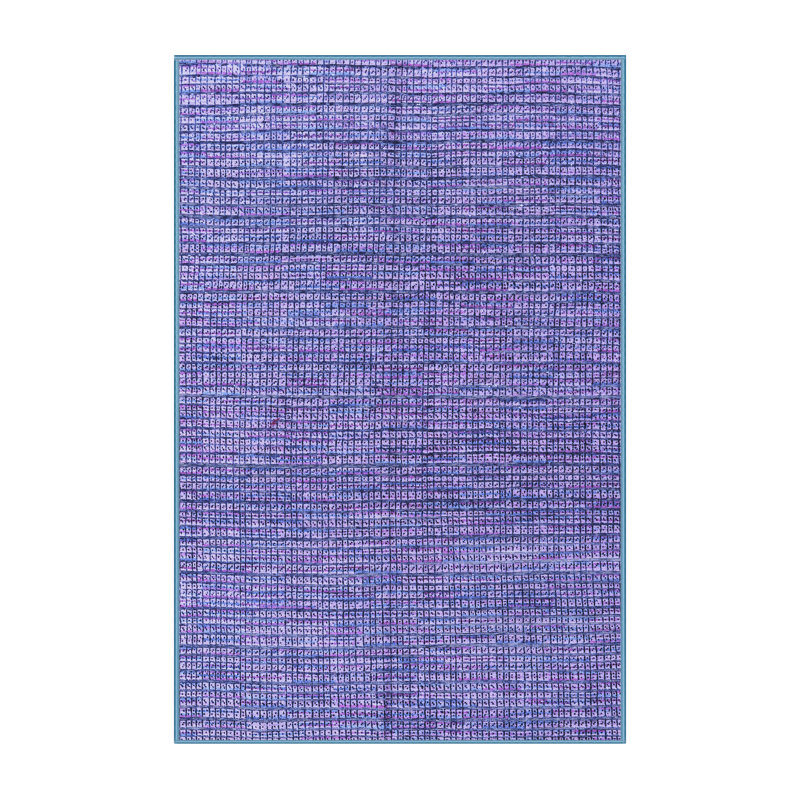 Tapis bleu en laine et polyester tissé à la machine 3 pi x 5 pi