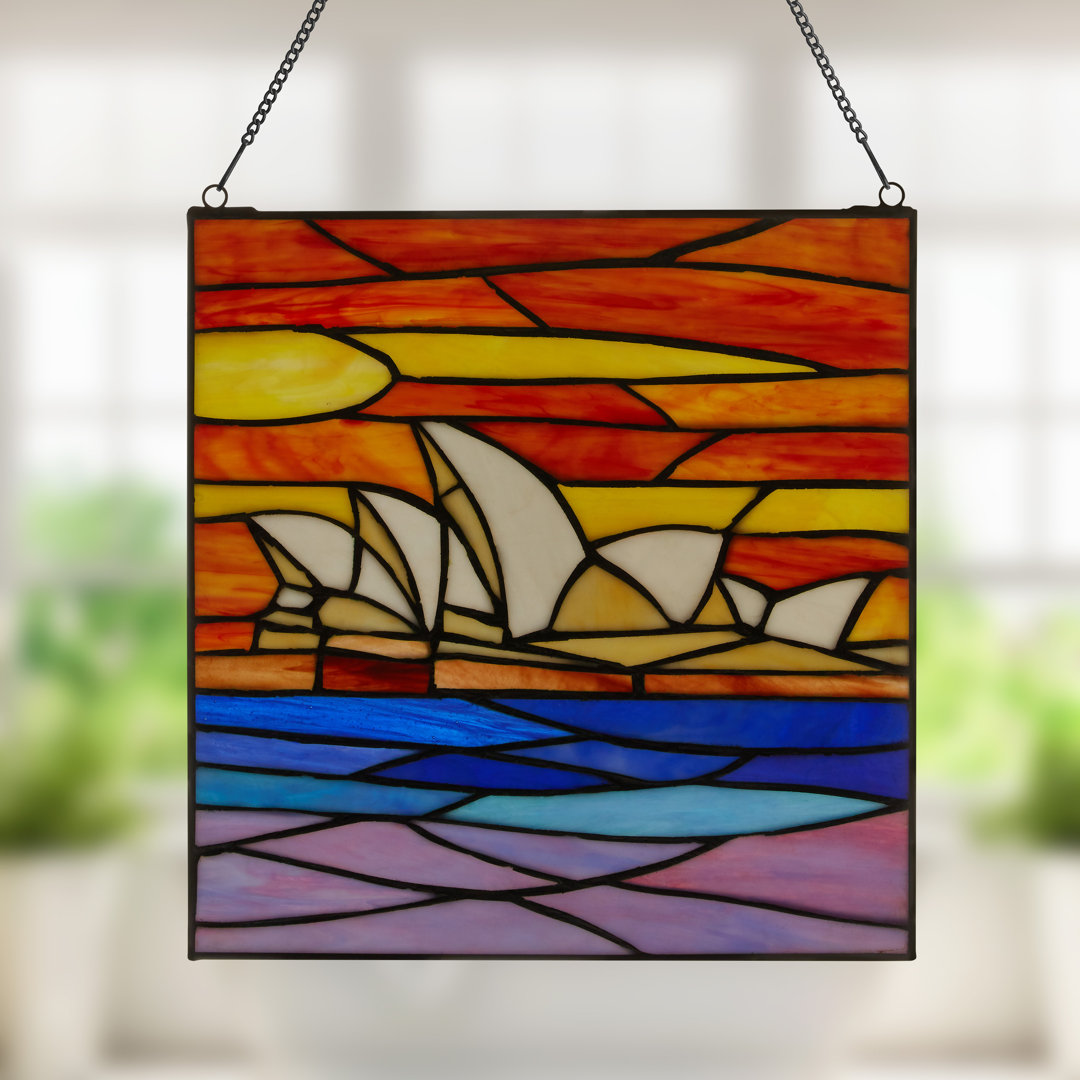 Dippold 12"H Sydney Opera House-Stained Glass Window Panel Wrought Studio™