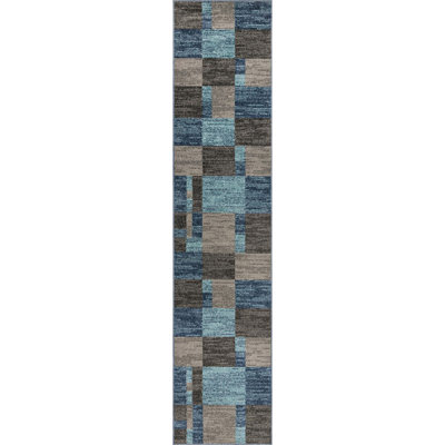 Tapis bleu contemporain Contemporary Harvest