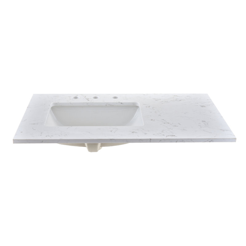 Plan de toilette simple en pierre reconstituée de 91 cm avec lavabo (base non incluse)