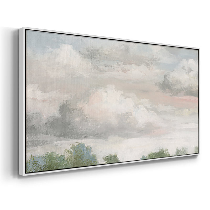 «Pastel Monring Sky», toile tendue avec châssis encadré, prête à être accrochée, H 21 po x l 41 po, Blanc