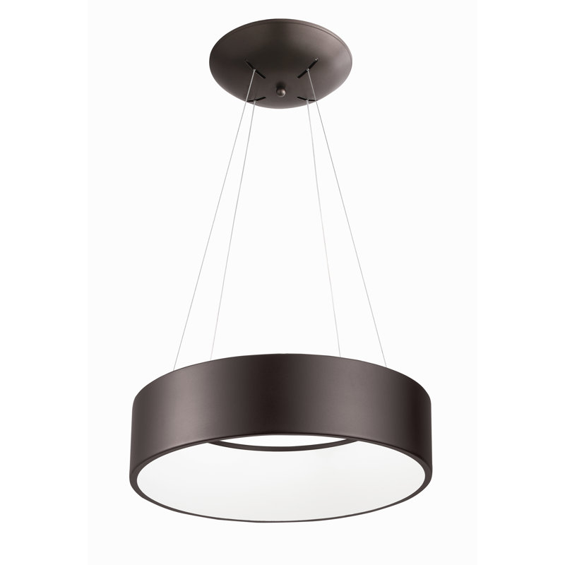Critchfield 1-Light LED Drum Pendant, Coffee Brown